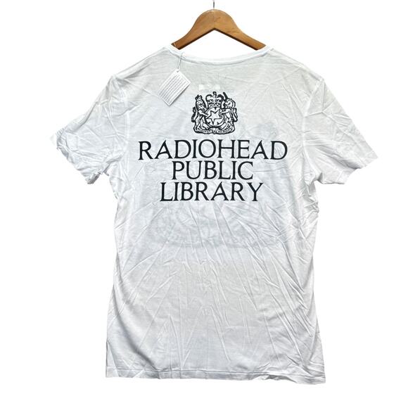 NWT Rare Radiohead Public Library Shirt Against Demons White Thom Yorke L New - Picture 2 of 5